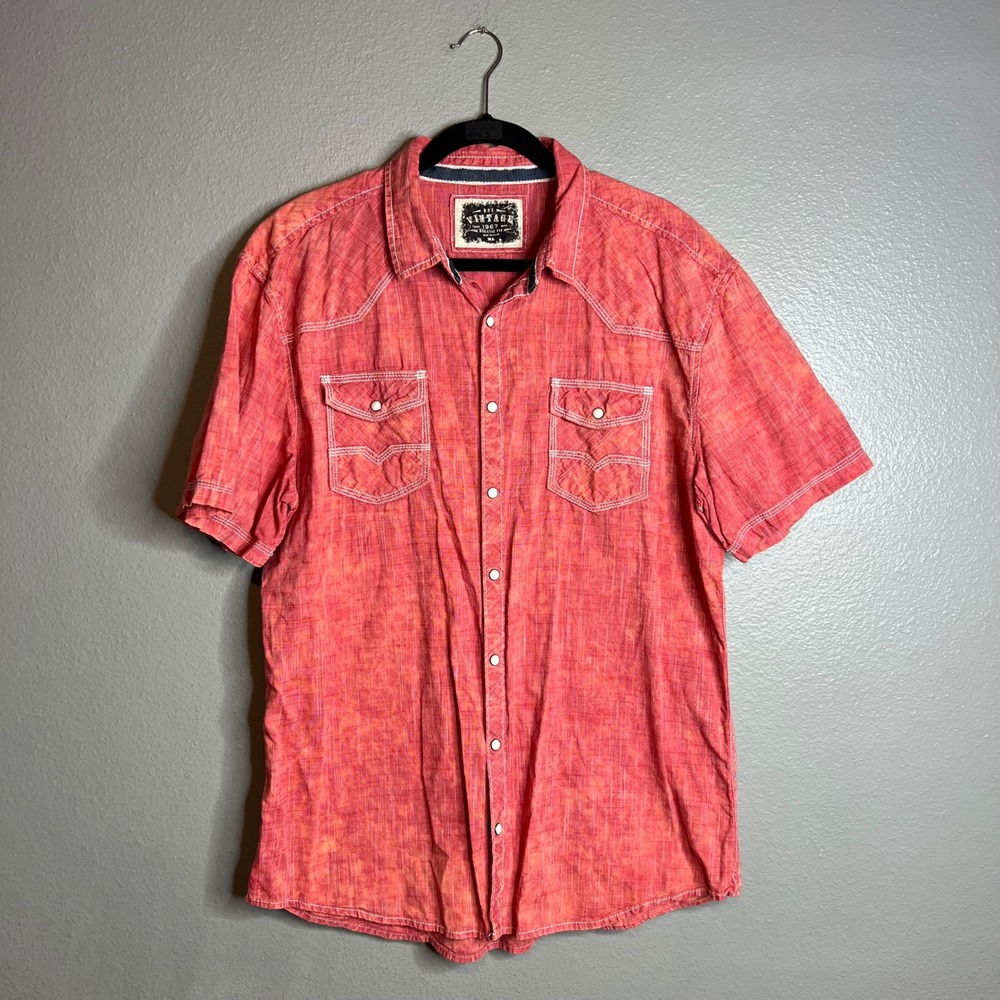 BKE Vintage Short Sleeve Snap Shirt Mens XL Y2K Western Rockabilly Country
